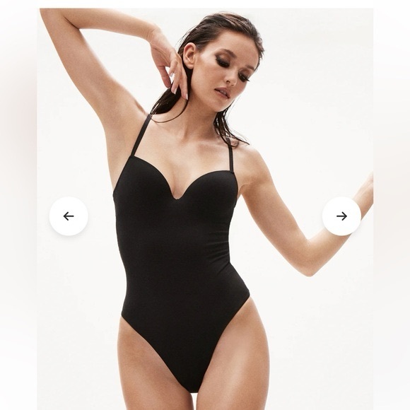 La SENZA black smooth lightly lined bodysuit Sz XL - Picture 2 of 4